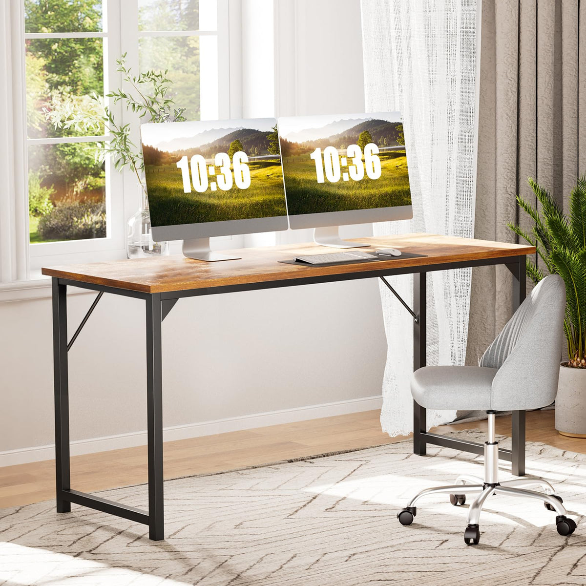 Sweetcrispy desk in bedroom setup creates a tidy workspace.