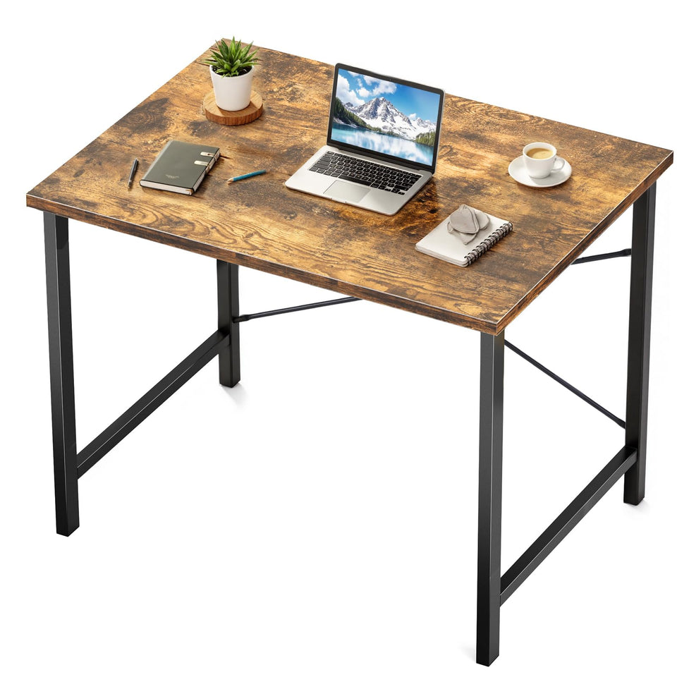 Sweetcrispy small computer desk with wooden top for productive study sessions.