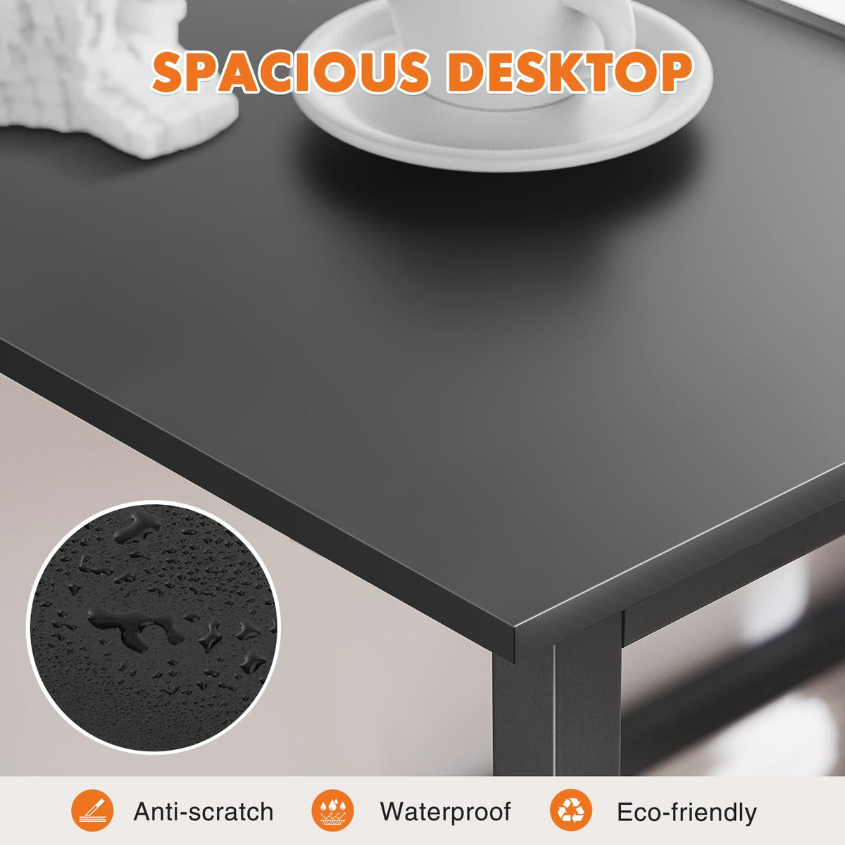 Sweetcrispy small desk side view shows compact footprint for small spaces.