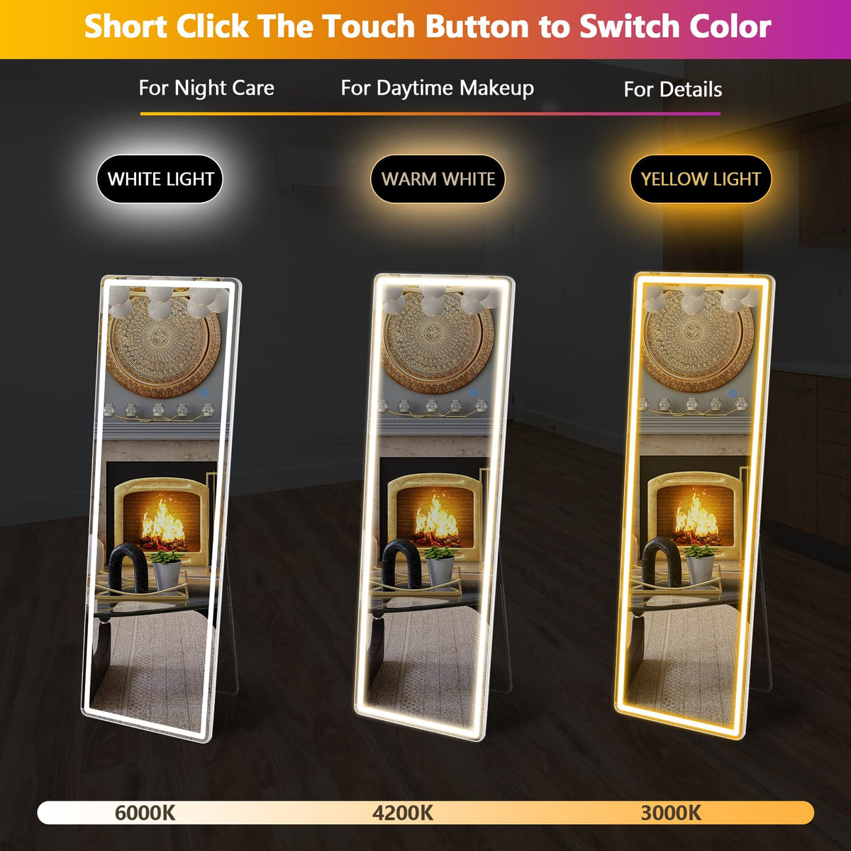 Sweetcrispy mirror features triangle stand for stable placement.