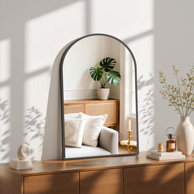 Sweetcrispy vanity-style arch mirror suits bedrooms, dressing areas, and bathrooms.