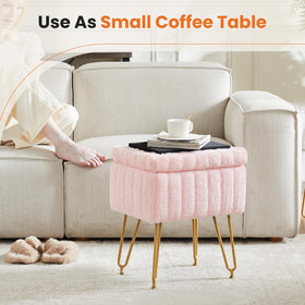 Sweetcrispy vanity stool used as entryway bench or small coffee table