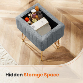 Sweetcrispy vanity stool with four metal legs in gold for stable, stylish seating.