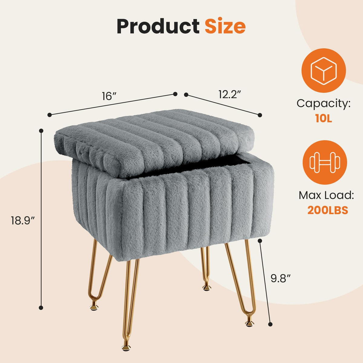 Sweetcrispy vanity stool has non-slip feet to protect floors during use.