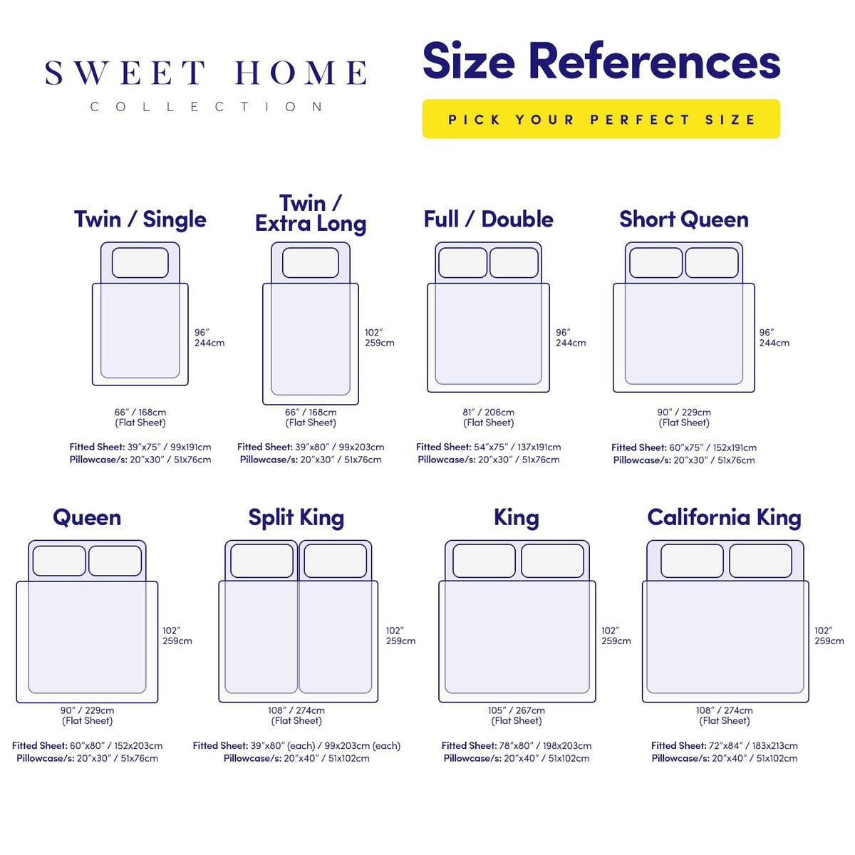Sweet Home Collection elegant triple line embroidery on pillowcases adds refined detail