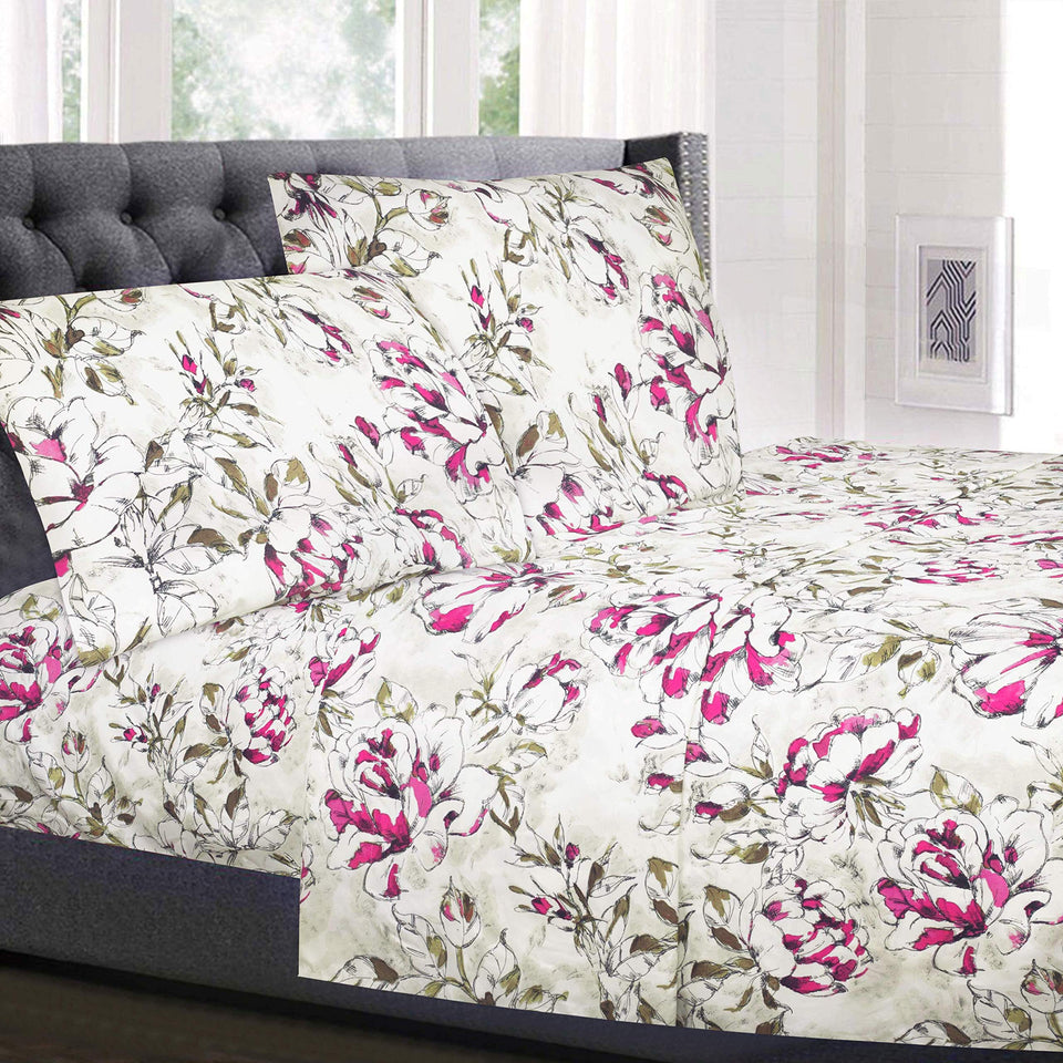 Sweet Home Collection queen sheets with elastic corner straps for a secure fit.