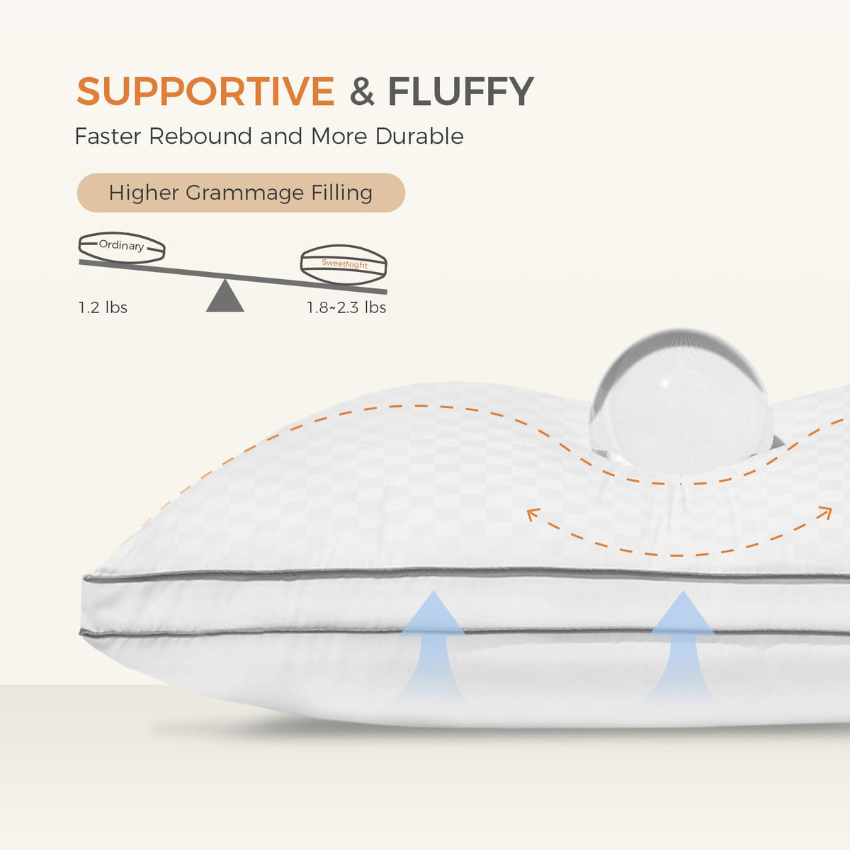SweetNight hotel-quality pillows provide soft yet supportive comfort at night.