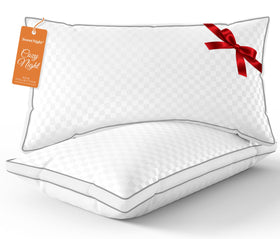 SweetNight queen pillows with double stitching detail offering balanced neck support.