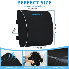 SweetSlubr double-adjustable-straps keep pillow secure on many chairs.
