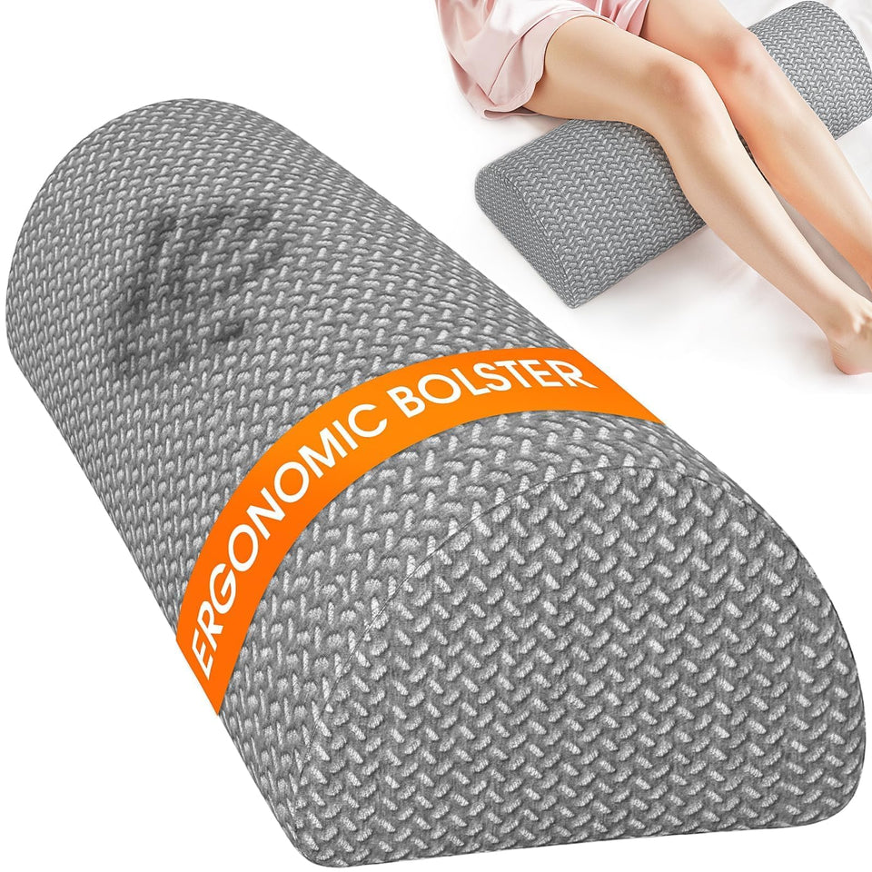 SweetSlubr knee pillow side view shows ergonomic support for side sleepers.