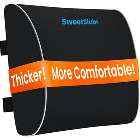 SweetSlubr lumbar-support pillow for office chair promotes steady spine alignment.