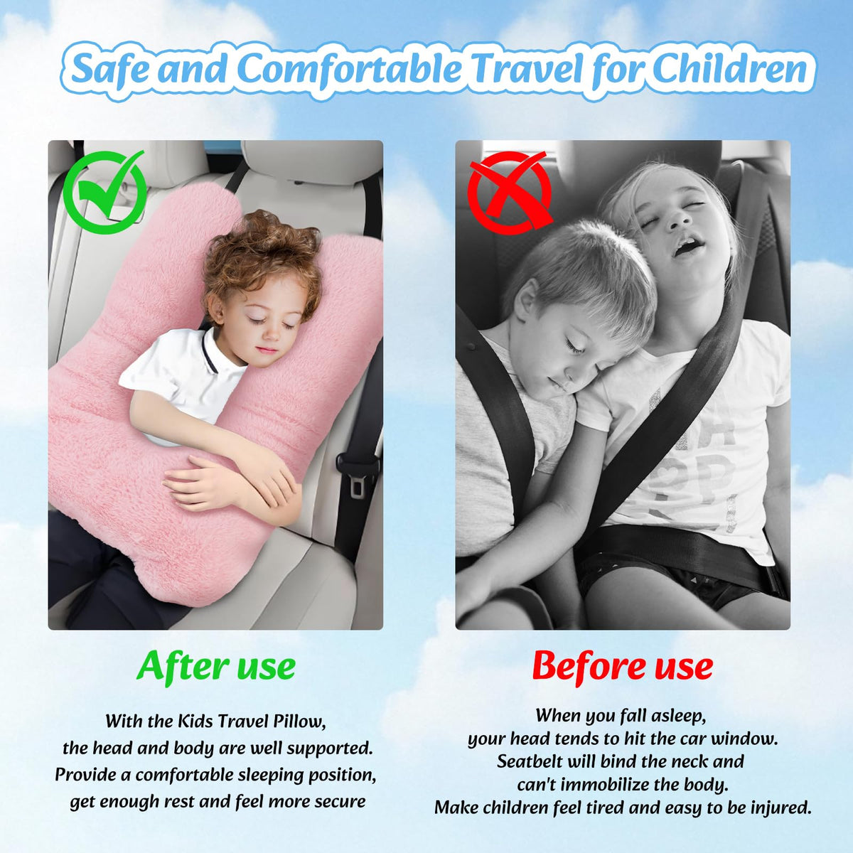 Swemos travel pillow adjustable length snaps for comfort