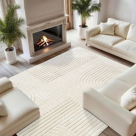 SWGRT 8x10 beige rug with plush pile, ideal for spacious living rooms.