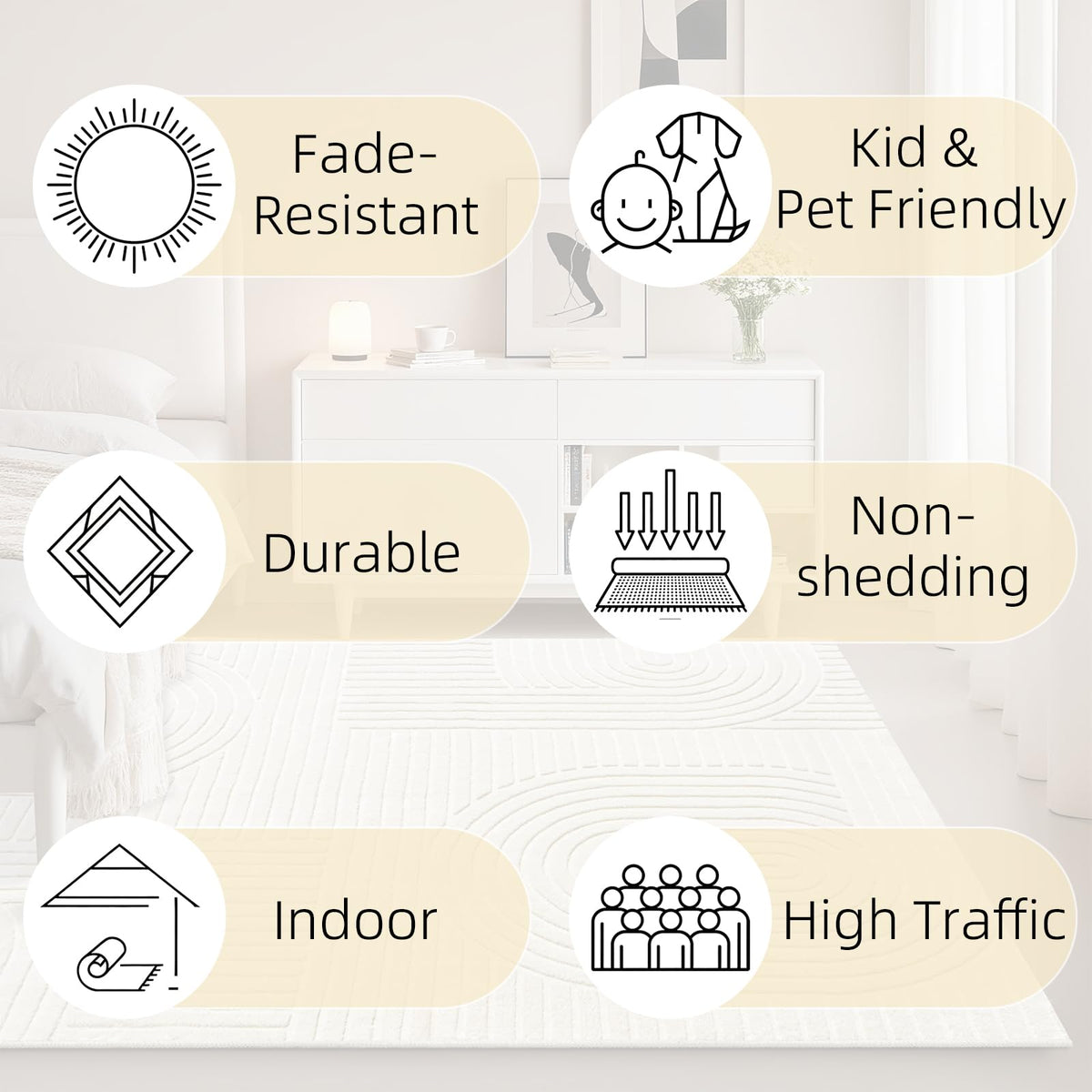 SWGRT machine-washable rug for easy cleaning and maintenance.
