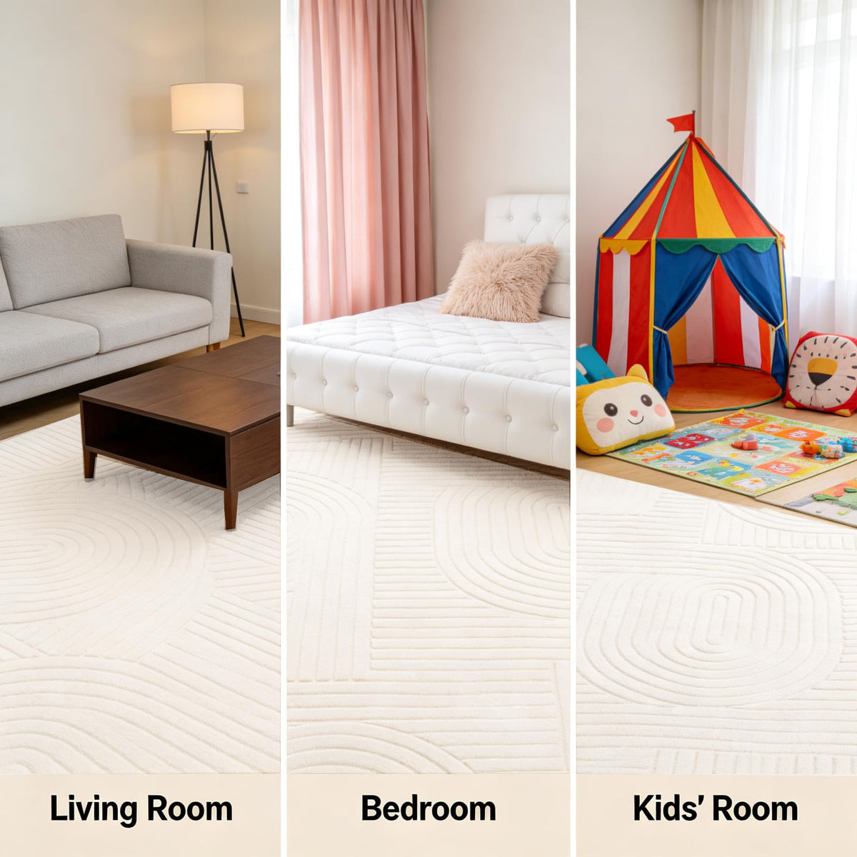SWGRT soft high-low pile rug delivers luxurious underfoot comfort.