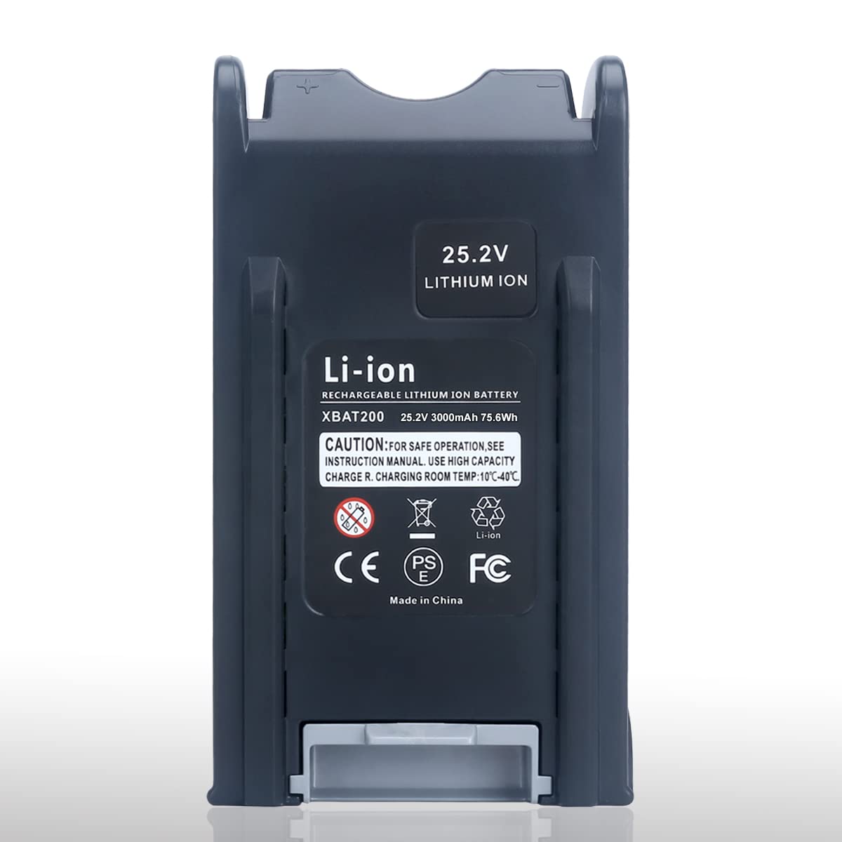 Swidan XBAT200 battery pack close-up showing rugged protective casing.