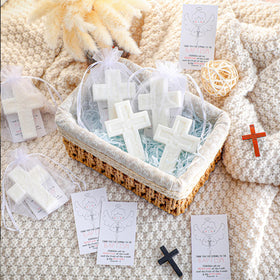 Swiffen eucalyptus leaves detail cross soap, premium scent in each piece.