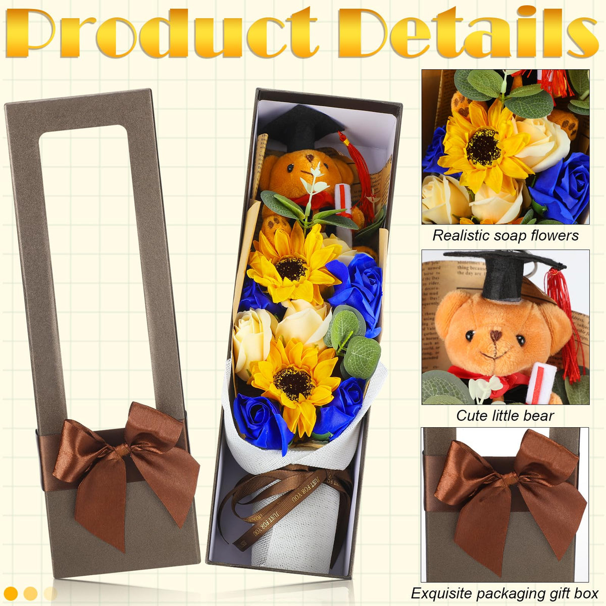 Swiffen plush graduation bear complements flowers for heartfelt gifting