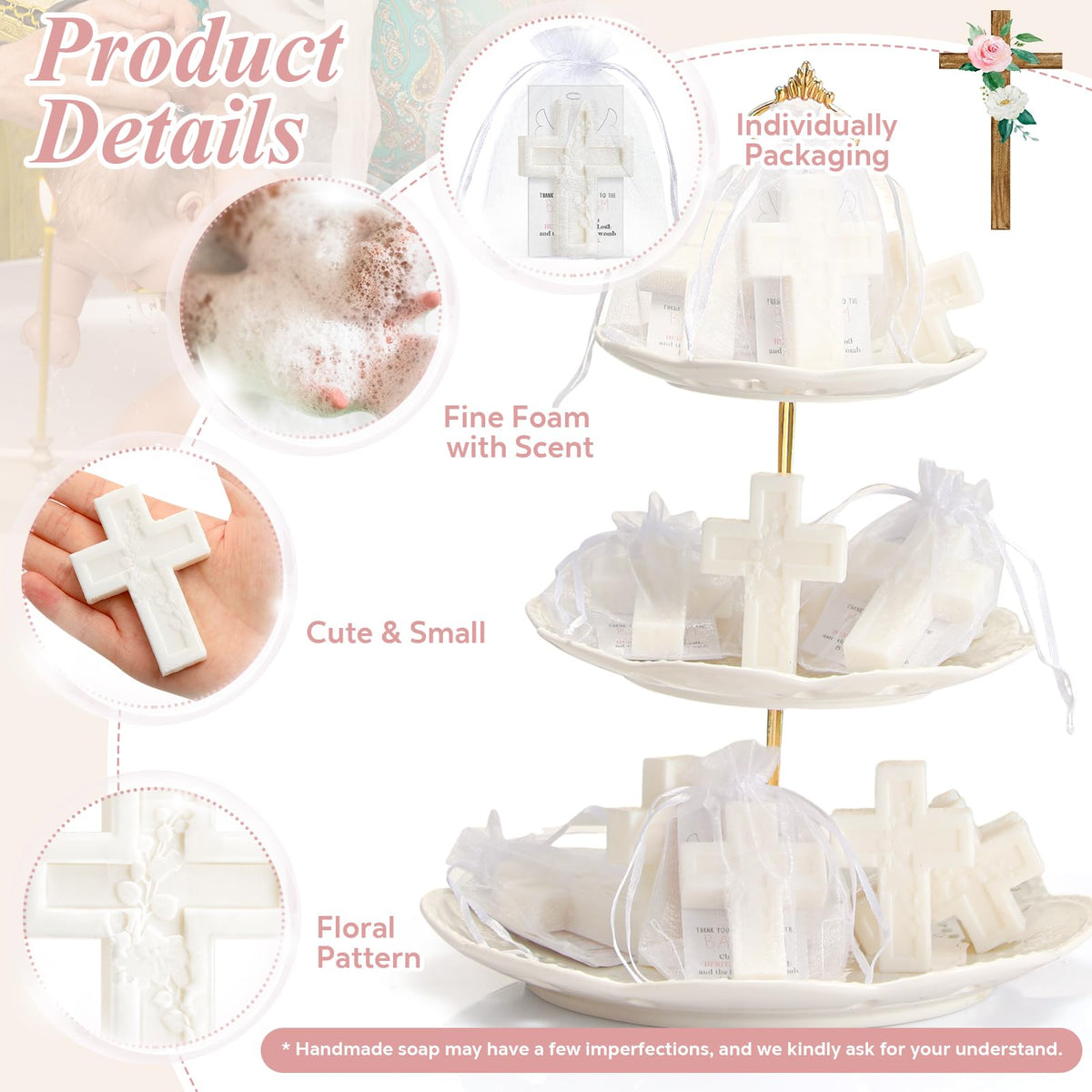 Swiffen organza bags for baptism favors, polished gift presentation.