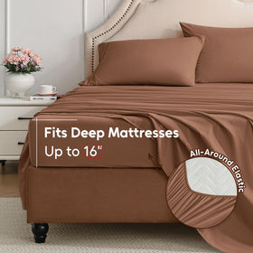 Swiftify Queen Sheet Set fitted sheet with deep pockets fits up to 16 inches.