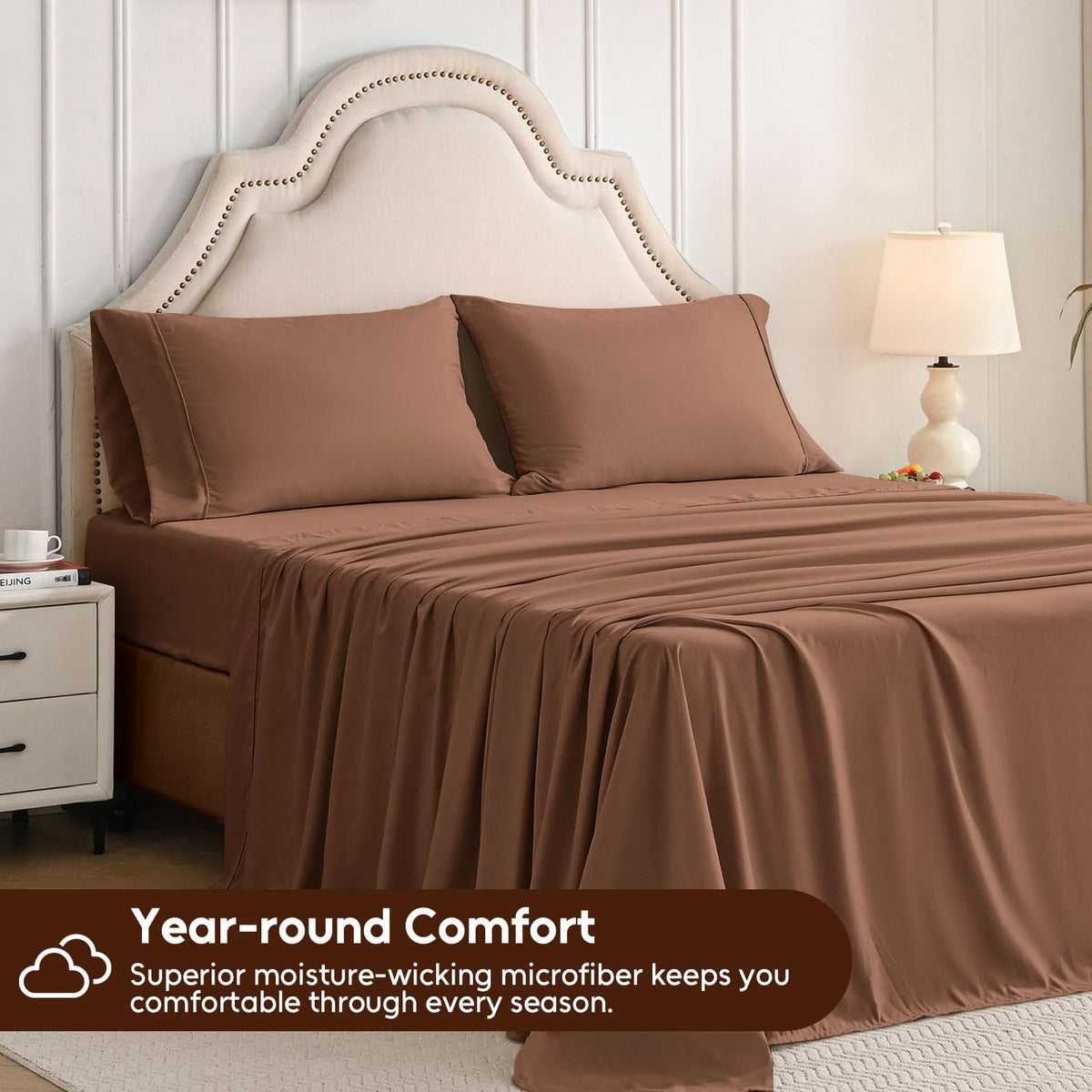 Swiftify Queen Sheet Set flat sheet provides coverage with smooth drape.