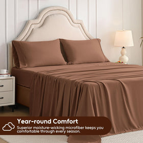Swiftify Queen Sheet Set flat sheet provides coverage with smooth drape.