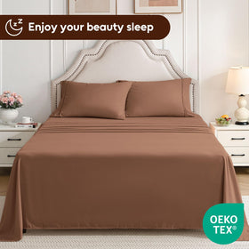 Swiftify Queen Sheet Set wrinkle-free finish stays smooth after wash.
