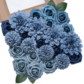 SWNAWE dusty blue roses with bendable stems for DIY wedding bouquets.