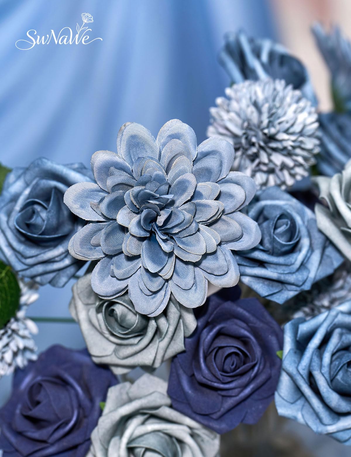 SWNAWE mixed blooms with dahlia and greenery for coordinated decor.