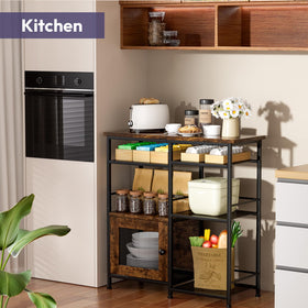 SWTYMIKI Coffee Bar Cabinet Station mesh-shelf view showcasing breathable organization for mugs and accessories