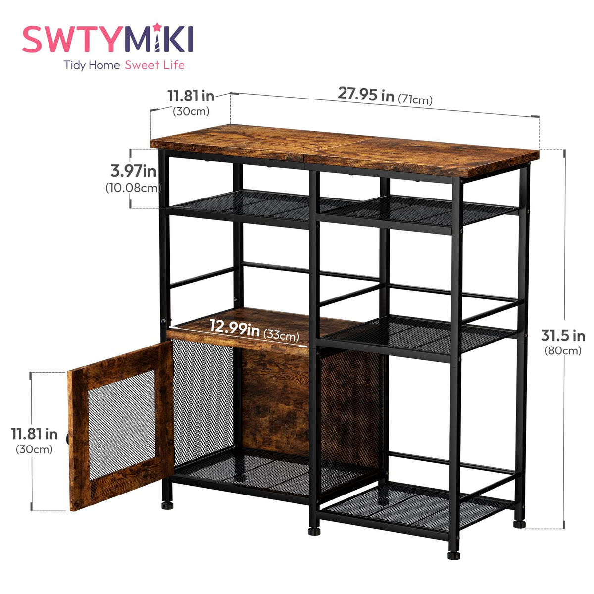 SWTYMIKI Coffee Bar Cabinet Station multi-scene-use supports living room, kitchen, or office setups