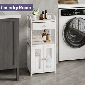 SWTYMIKI bottom towel storage area optimized for towels and large toiletries