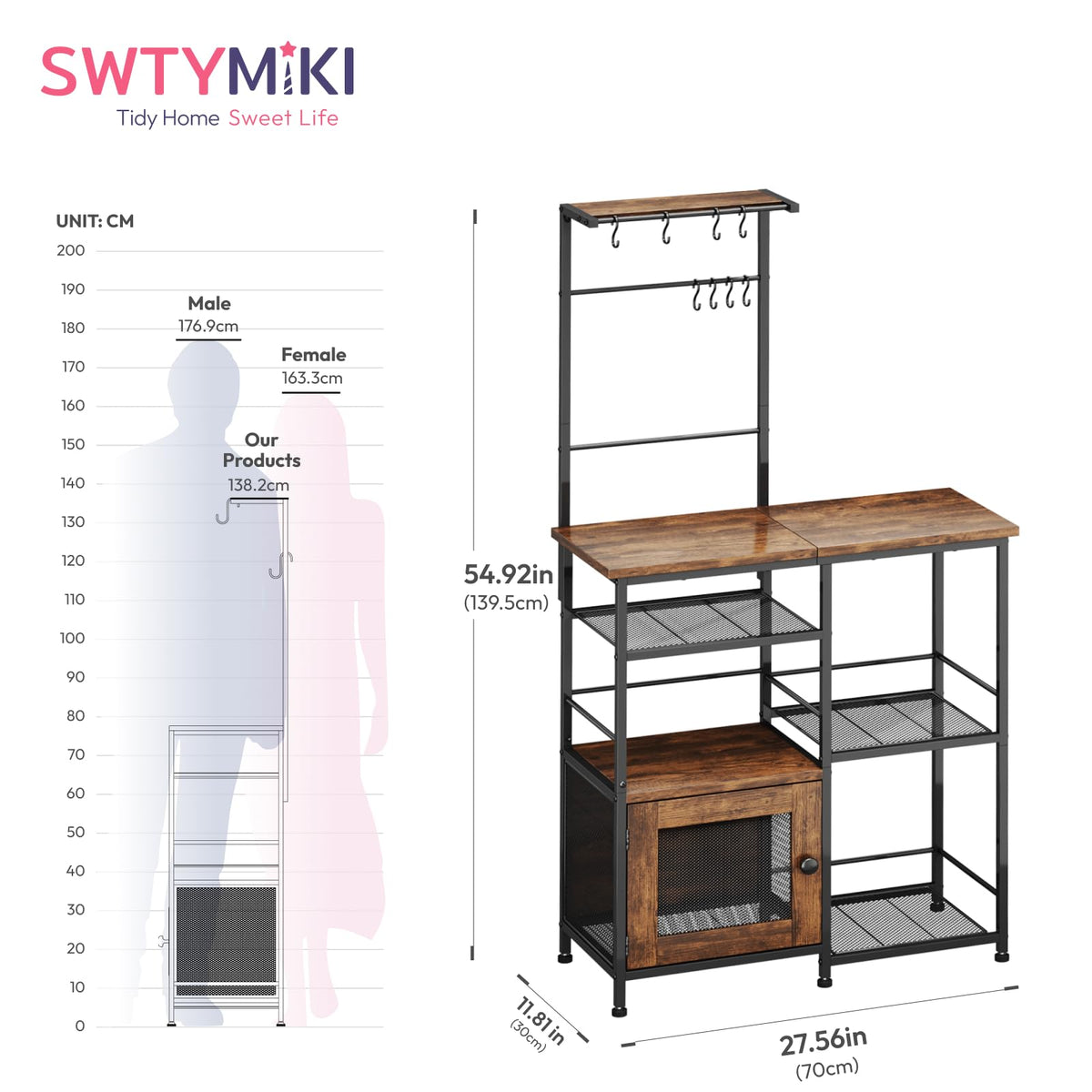 SWTYMIKI espresso bakers rack easy assembly and durable finish