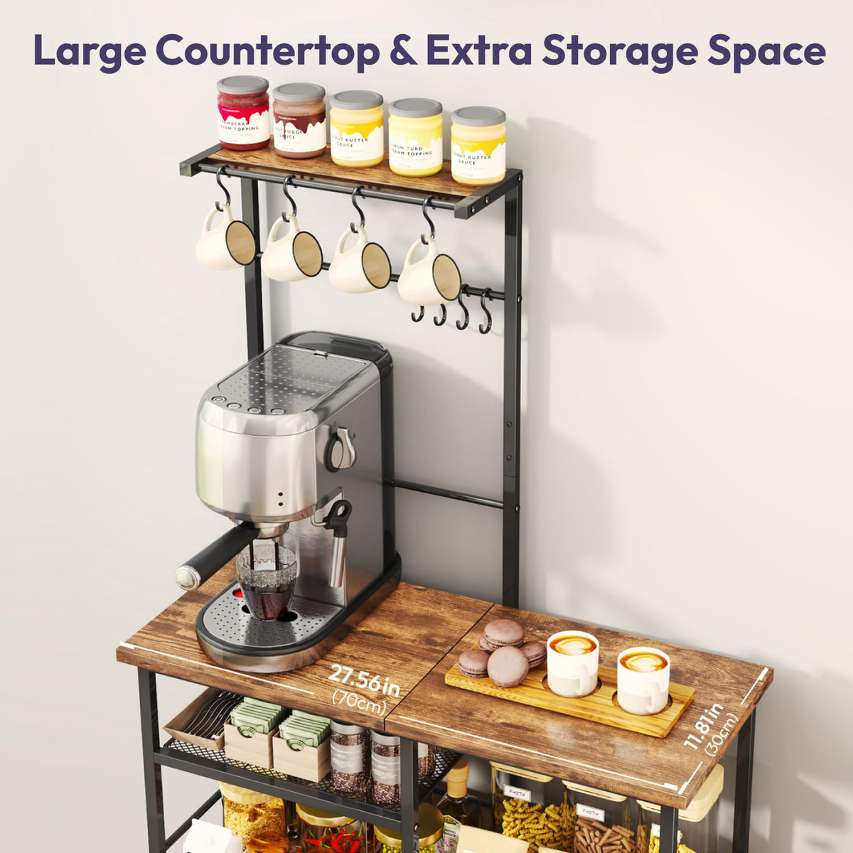SWTYMIKI espresso bakers rack microwave stand with sturdy surface
