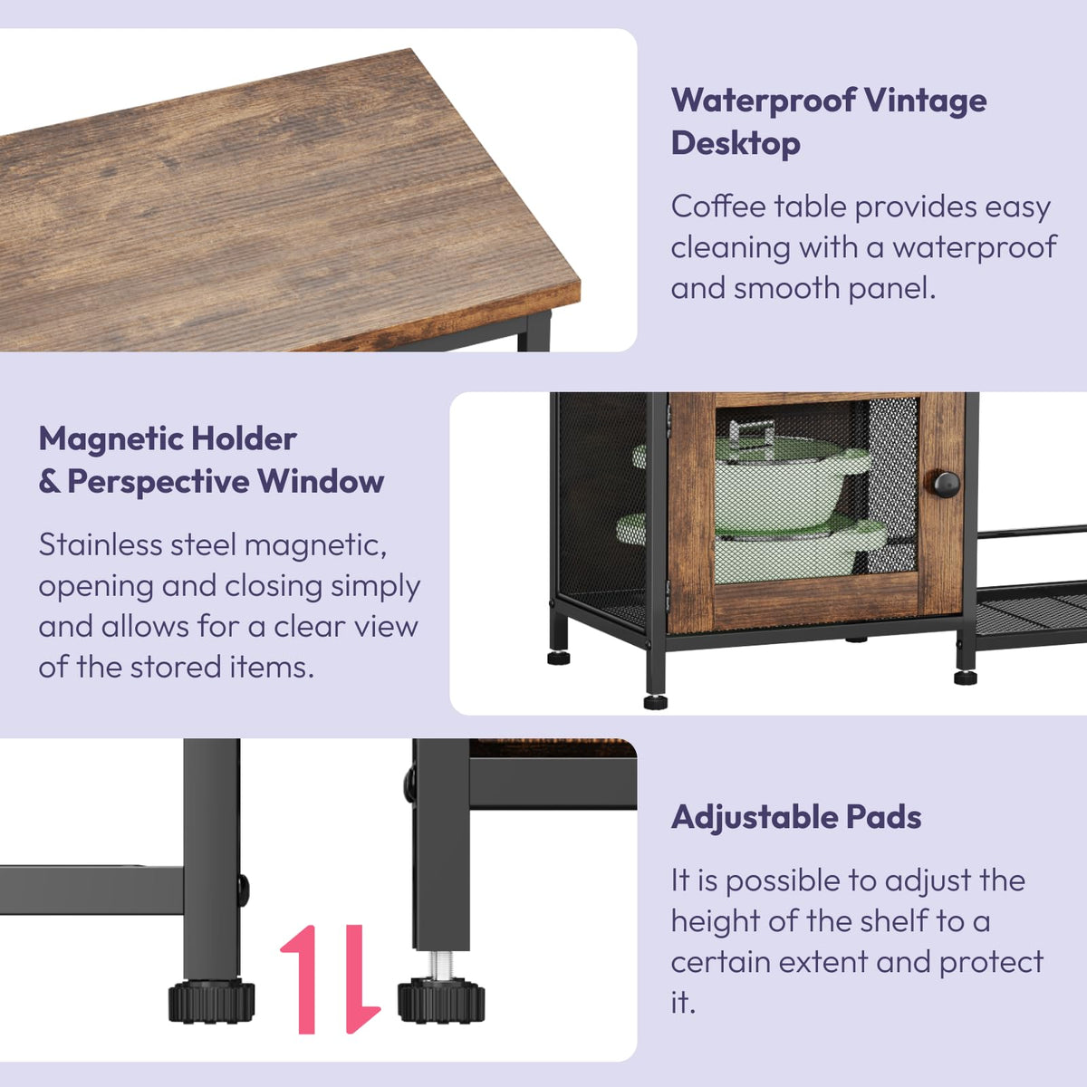 SWTYMIKI espresso bakers rack sturdy frame prevents wobble on uneven floors