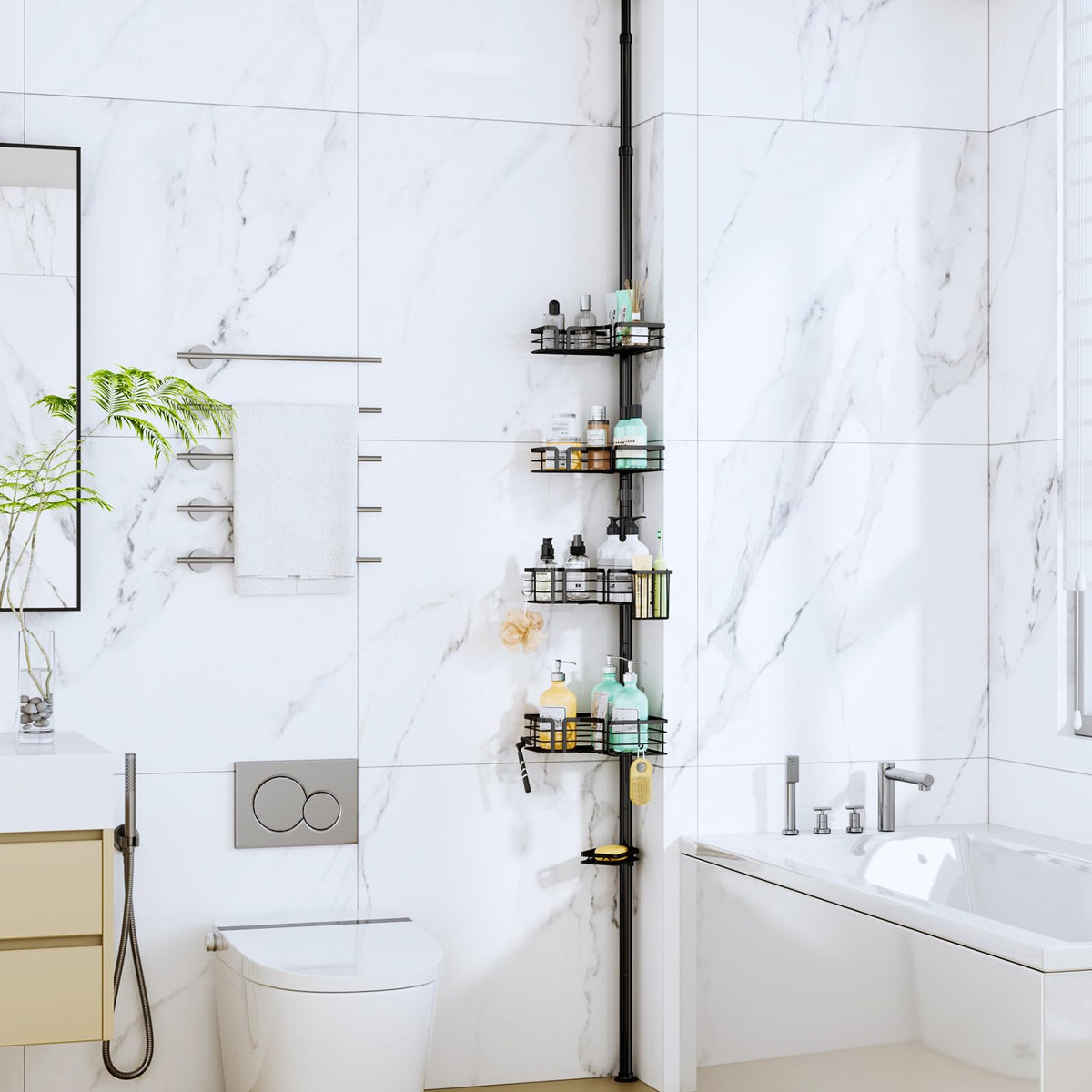 SWTYMIKI durable-304-stainless-steel frame resists rust in humid bathrooms.