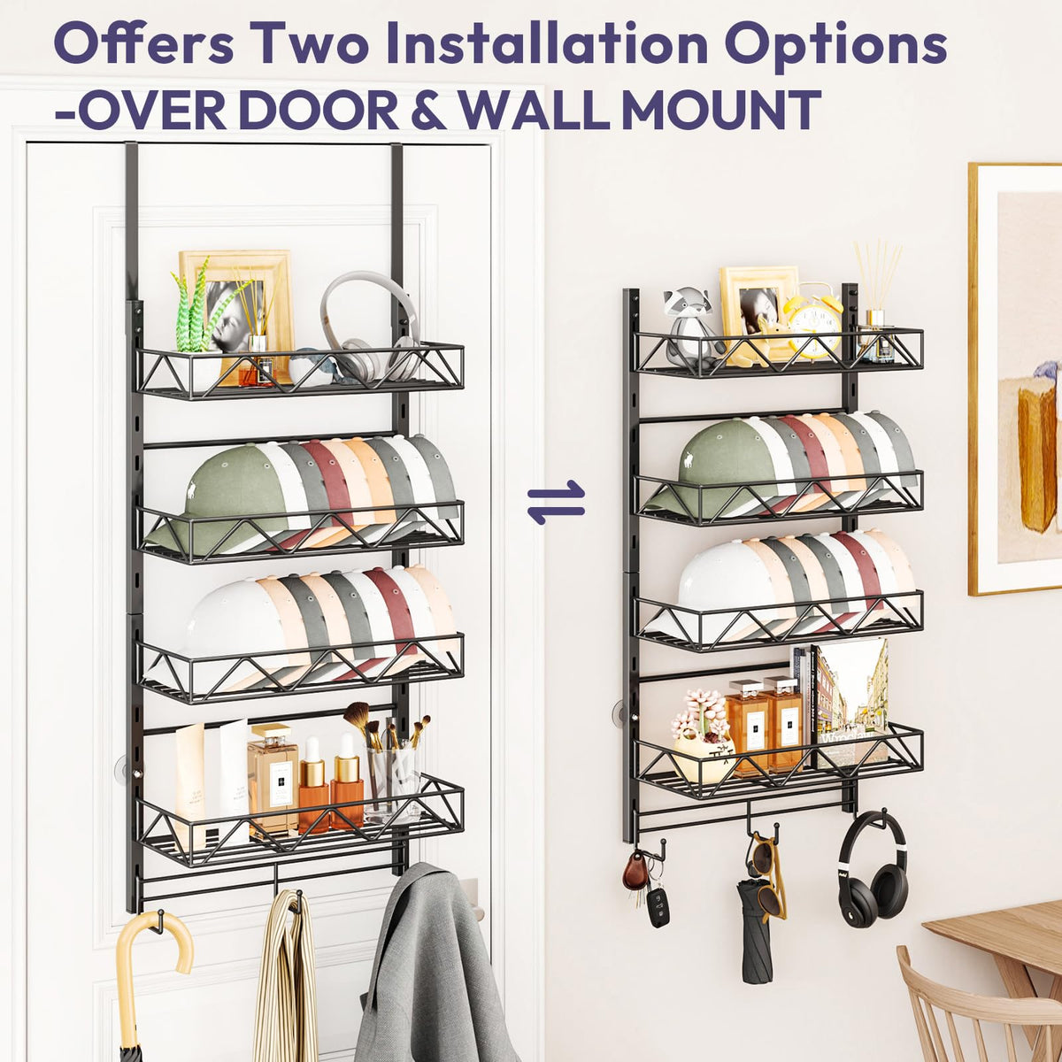 SWTYMIKI heavy-duty metal frame ensures durable long-term hat storage