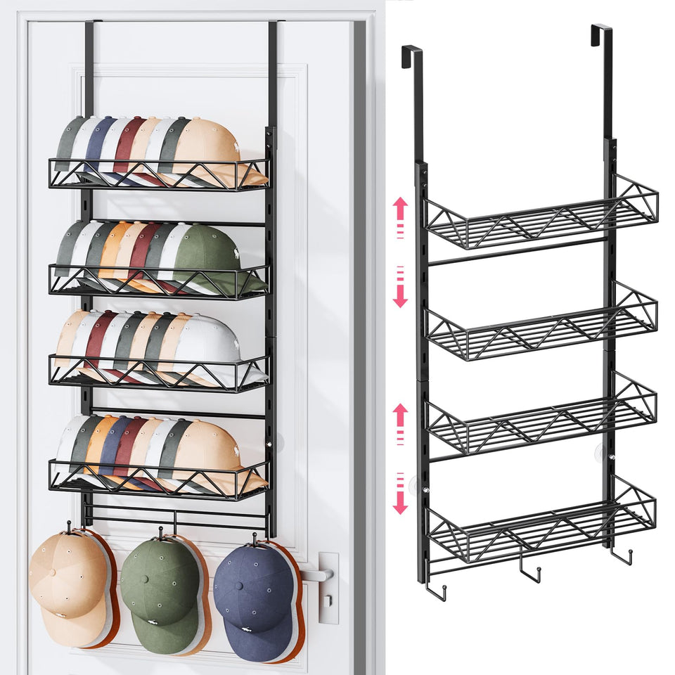 SWTYMIKI over-door hat organizer with 5-tier rack for neat cap storage