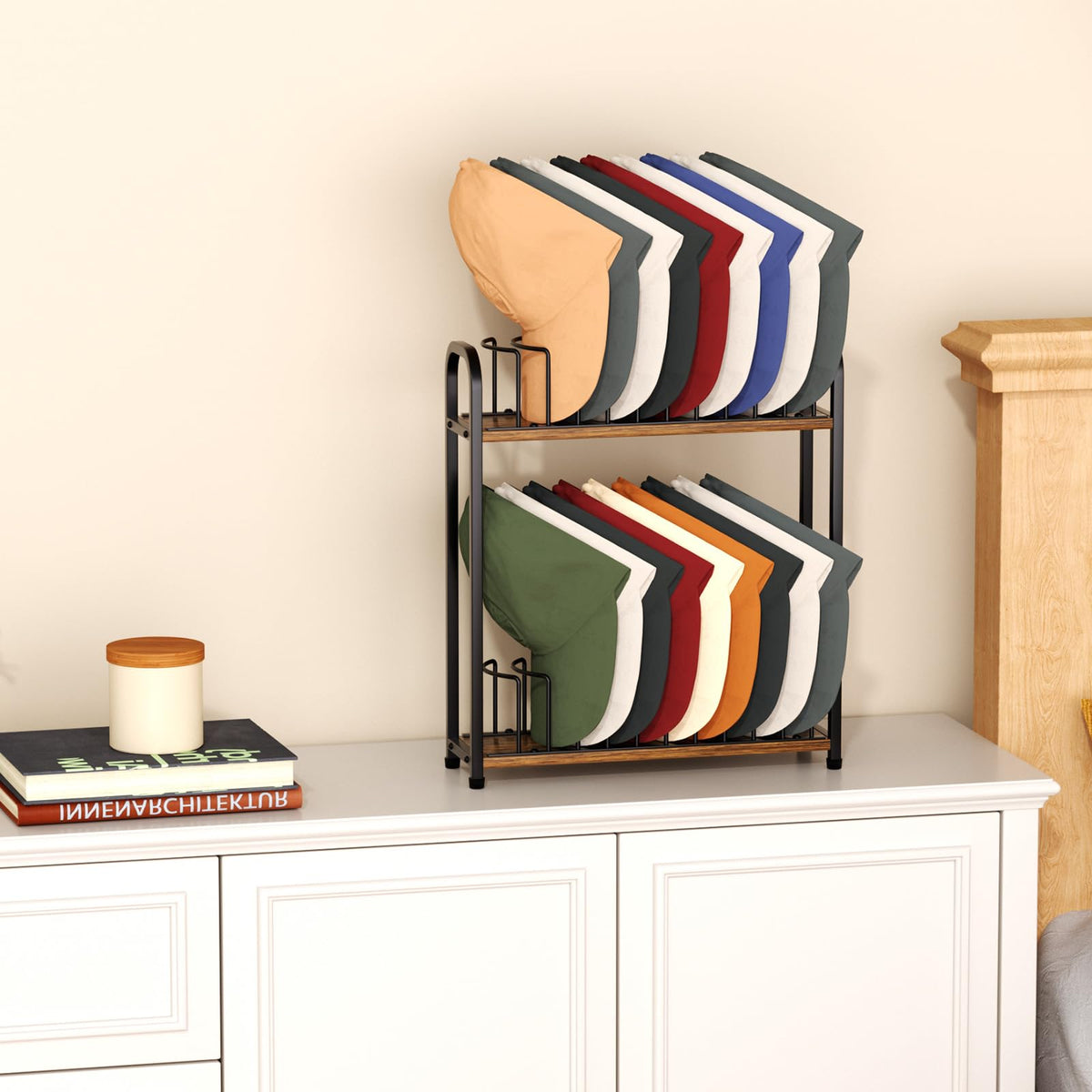 SWTYMIKI closet hat display works with walk-in closets or open shelves.