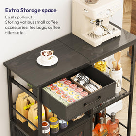 SWTYMIKI coffee bar cabinet in a small kitchen provides extra storage without clutter.