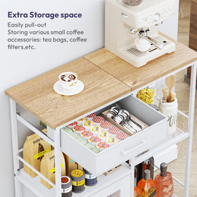 SWTYMIKI coffee bar cabinet with open drawer keeps beans and accessories organized.