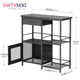 SWTYMIKI coffee bar cabinet features multiple shelves for organized essentials.