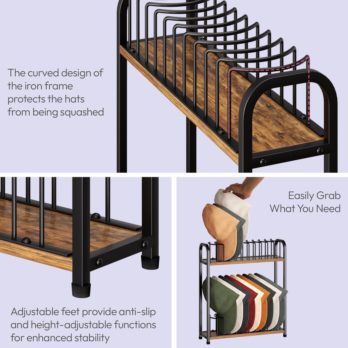 SWTYMIKI durable base hat rack ensures long-term use for daily storage.
