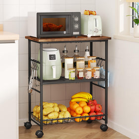 SWTYMIKI rolling kitchen cart with microwave stand for movable meal prep