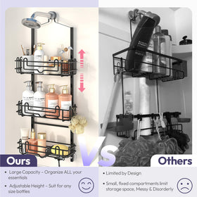 SWTYMIKI shower caddy with 24 hooks for razors and sponges.