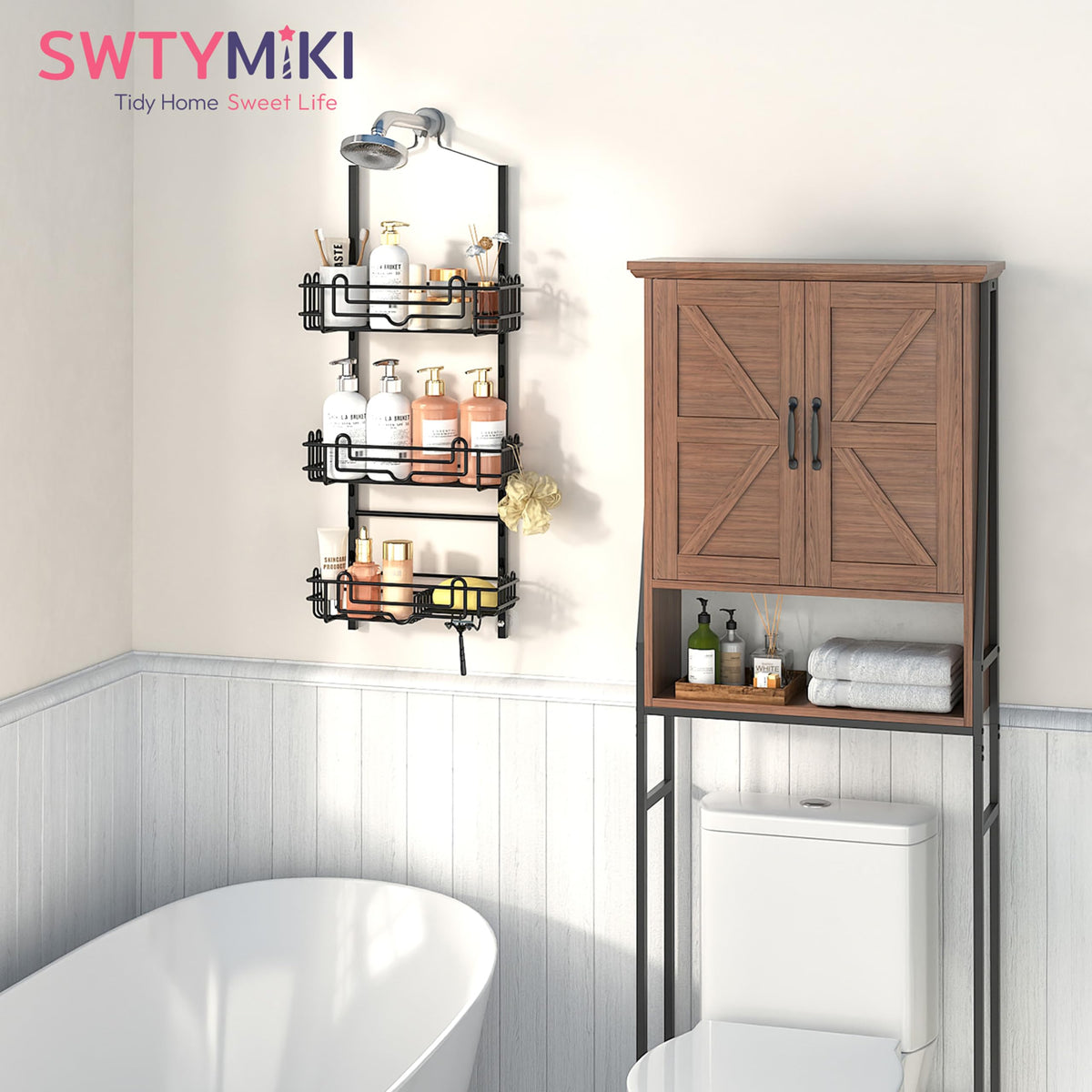 SWTYMIKI adjustable baskets keep tall bottles easily accessible.