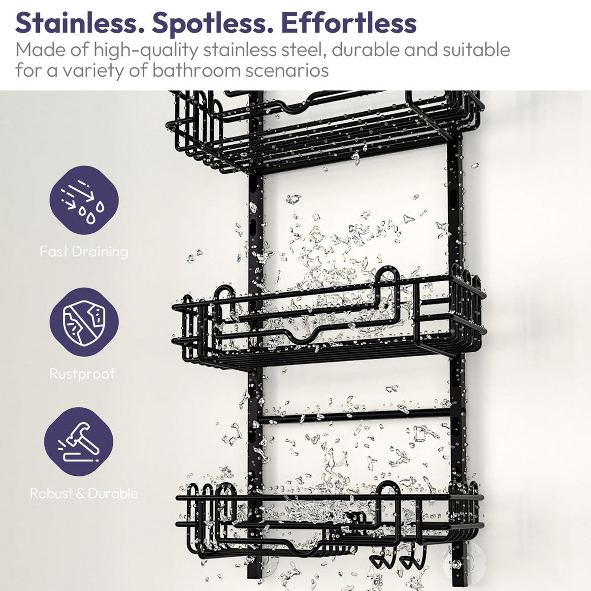 No-drill installation with anti-slip top keeps the rack steady.