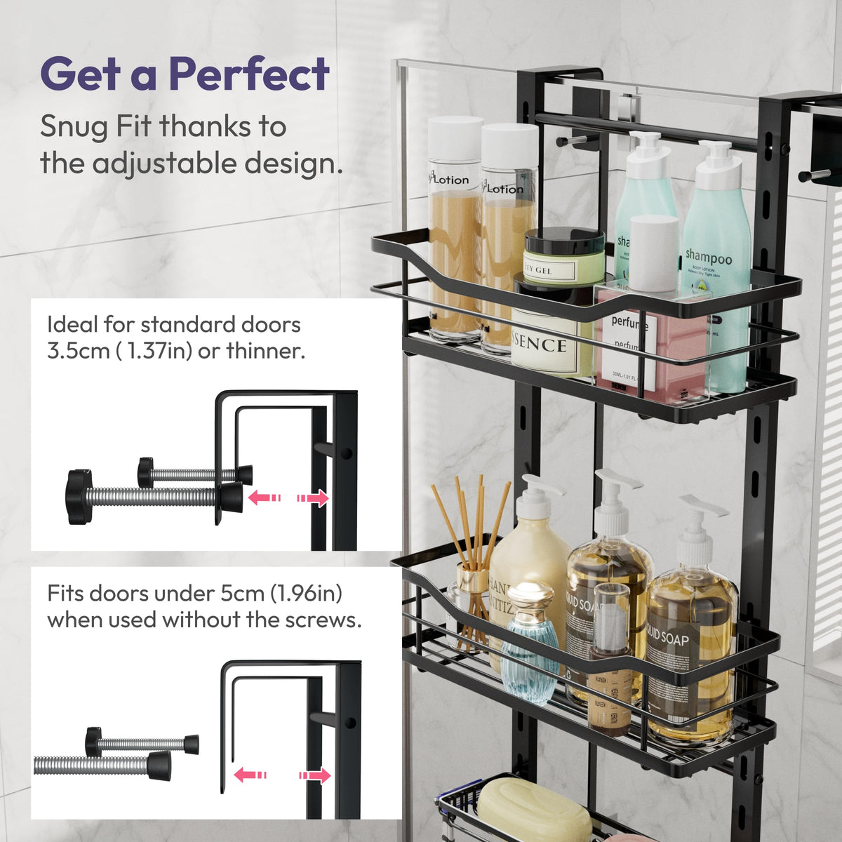 SWTYMIKI included suction cups add stability for secure shower storage