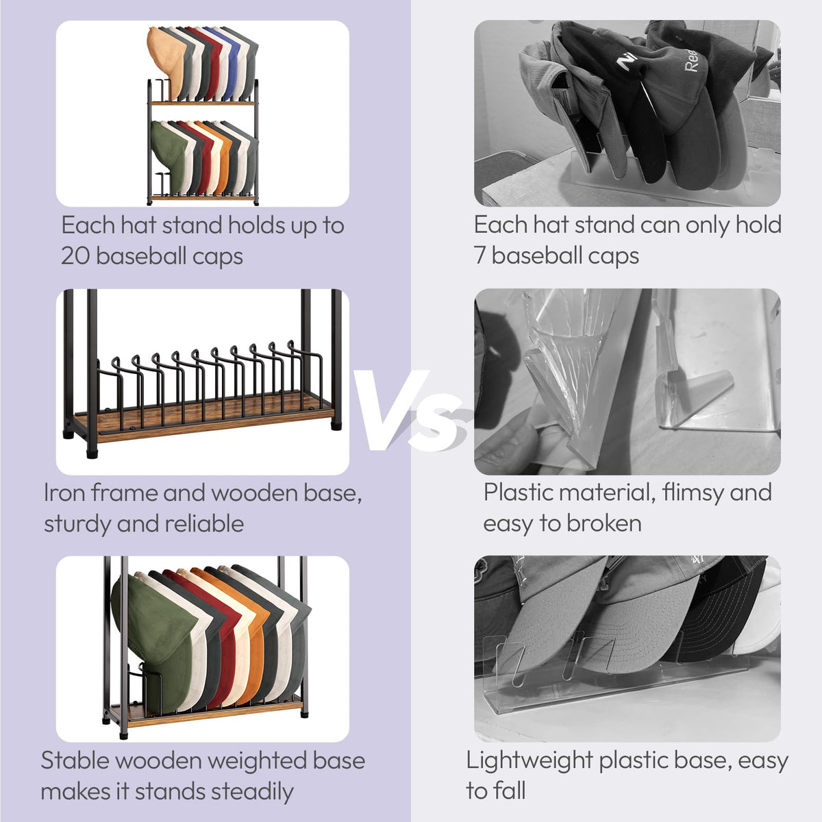 SWTYMIKI space-saving hat display fits tight spaces on desks or closets.