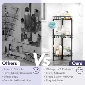 SWTYMIKI stainless steel shower shelves resist humidity and rust for long-term bathroom use